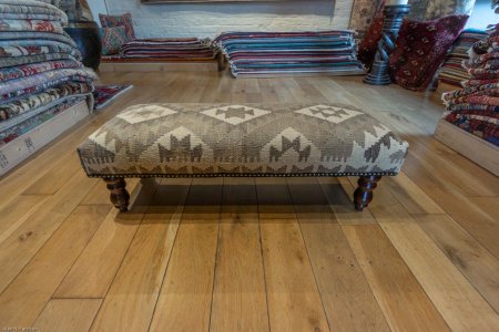 Hand-Made Mazar Kilim Footstool From Afghanistan