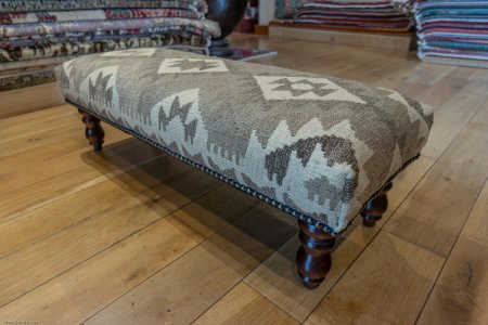 Hand-Made Mazar Kilim Footstool From Afghanistan