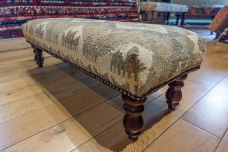 Hand-Made Mazar Kilim Footstool From Afghanistan