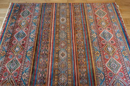 Hand-Knotted Khorjin Rug From Afghanistan