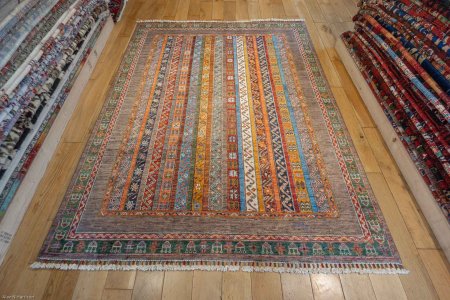 Hand-Knotted Khorjin Rug From Afghanistan