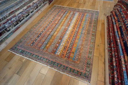 Hand-Knotted Khorjin Rug From Afghanistan