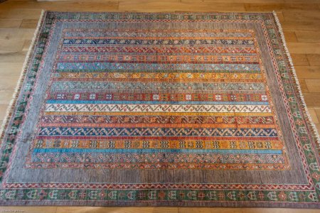 Hand-Knotted Khorjin Rug From Afghanistan