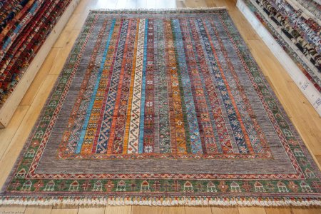 Hand-Knotted Khorjin Rug From Afghanistan