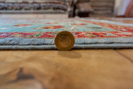 Hand-Knotted Afghan Sozani Rug From Afghanistan