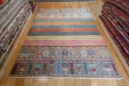 Hand-Knotted Khorjin Rug From Afghanistan