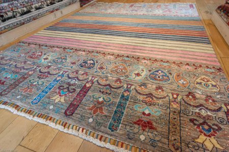 Hand-Knotted Khorjin Rug From Afghanistan