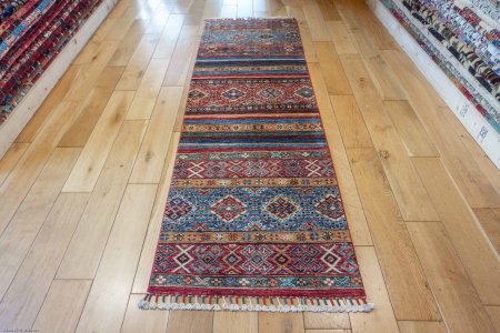 Hand-Knotted Khorjin Runner From Afghanistan