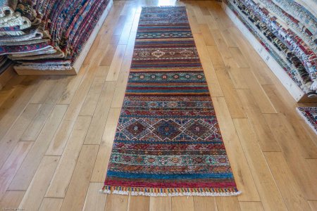 Hand-Knotted Khorjin Runner From Afghanistan