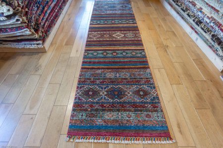 Hand-Knotted Khorjin Runner From Afghanistan