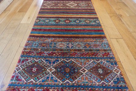 Hand-Knotted Khorjin Runner From Afghanistan