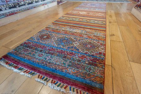 Hand-Knotted Khorjin Runner From Afghanistan