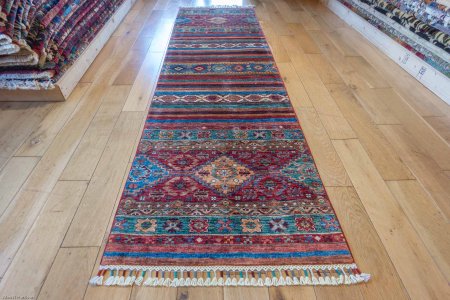 Hand-Knotted Khorjin Runner From Afghanistan