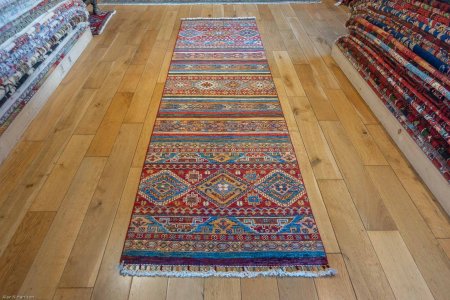 Hand-Knotted Khorjin Runner From Afghanistan