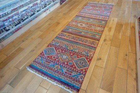 Hand-Knotted Khorjin Runner From Afghanistan