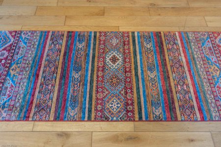 Hand-Knotted Khorjin Runner From Afghanistan