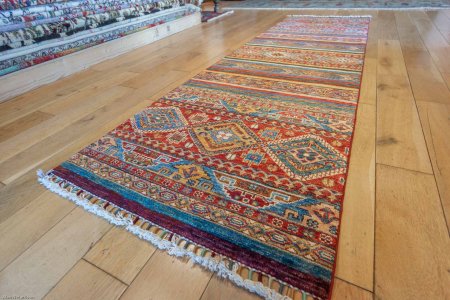 Hand-Knotted Khorjin Runner From Afghanistan