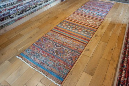 Hand-Knotted Khorjin Runner From Afghanistan