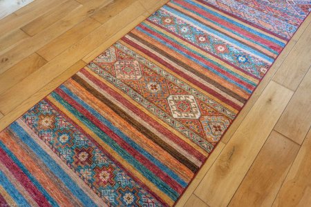 Hand-Knotted Khorjin Runner From Afghanistan