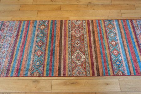 Hand-Knotted Khorjin Runner From Afghanistan