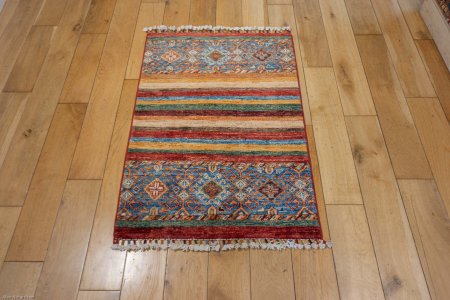 Hand-Knotted Khorjin Rug From Afghanistan