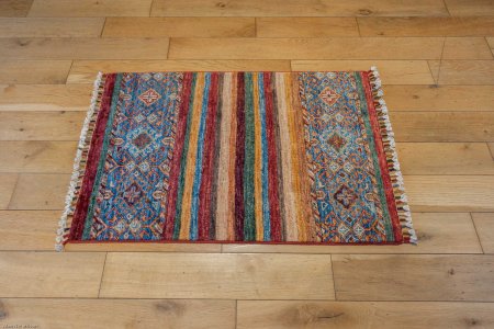 Hand-Knotted Khorjin Rug From Afghanistan