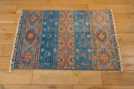 Hand-Knotted Khorjin Rug From Afghanistan