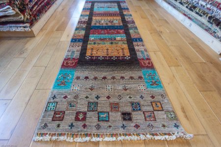 Hand-Knotted Khorjin Runner From Afghanistan