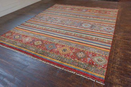 Hand-Knotted Khorjin Rug From Afghanistan