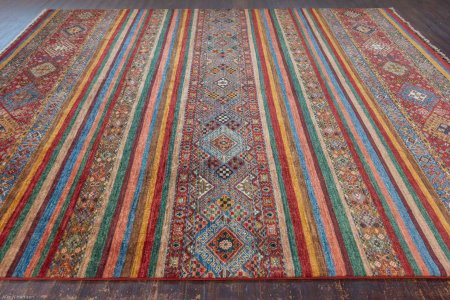 Hand-Knotted Khorjin Rug From Afghanistan