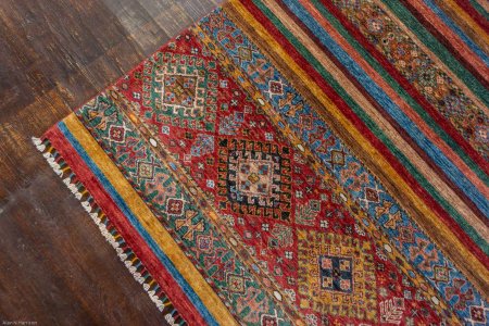 Hand-Knotted Khorjin Rug From Afghanistan