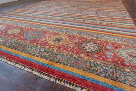 Hand-Knotted Khorjin Rug From Afghanistan