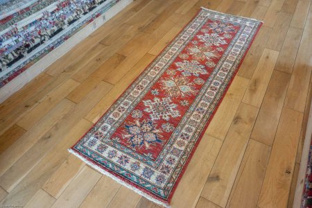 Hand-Knotted Kazak Runner From Afghanistan