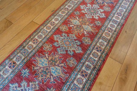 Hand-Knotted Kazak Runner From Afghanistan