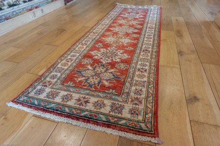 Hand-Knotted Kazak Runner From Afghanistan