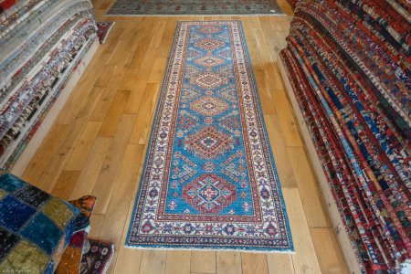 Hand-Knotted Kazak Runner From Afghanistan