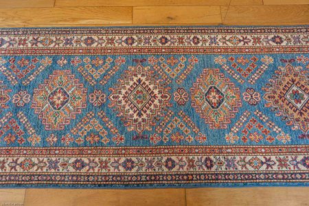 Hand-Knotted Kazak Runner From Afghanistan