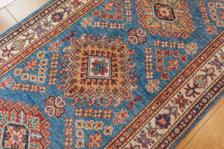 Hand-Knotted Kazak Runner From Afghanistan