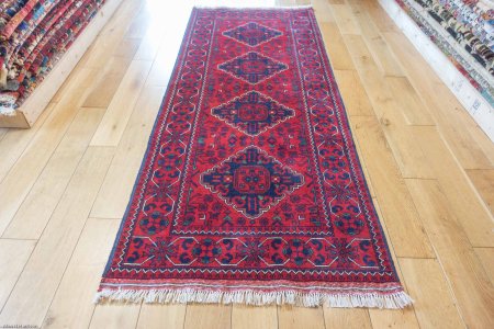 Hand-Knotted Kundoz Runner From Afghanistan