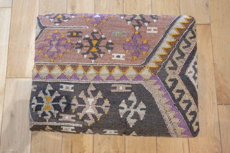 Hand-Made Anatolian Kilim Footstool From Turkey