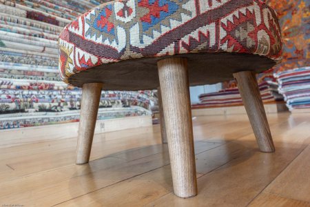 Hand-Made Anatolian Kilim Stool From Turkey