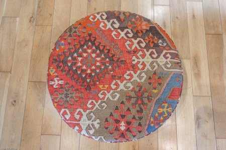 Hand-Made Anatolian Kilim Stool From Turkey