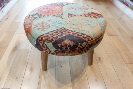 Hand-Made Anatolian Kilim Stool From Turkey