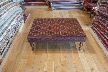 Hand-Made Mushwani Kilim Stool From Afghanistan