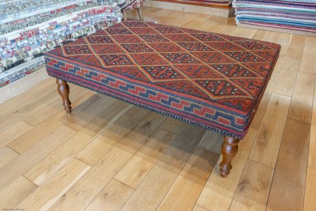 Hand-Made Mushwani Kilim Stool From Afghanistan