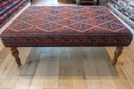 Hand-Made Mushwani Kilim Stool From Afghanistan