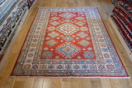 Hand-Knotted Kazak Rug From Afghanistan