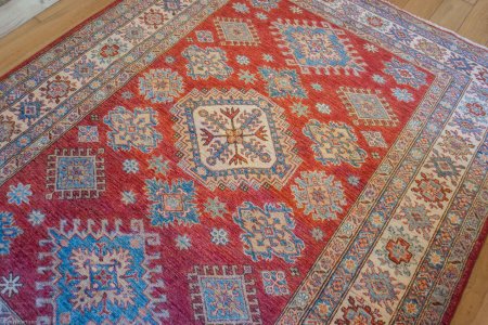 Hand-Knotted Kazak Rug From Afghanistan