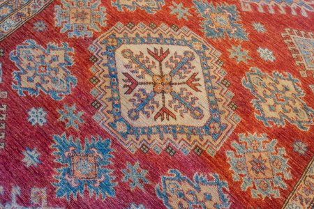 Hand-Knotted Kazak Rug From Afghanistan