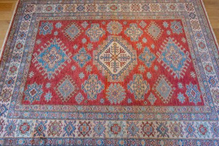 Hand-Knotted Kazak Rug From Afghanistan